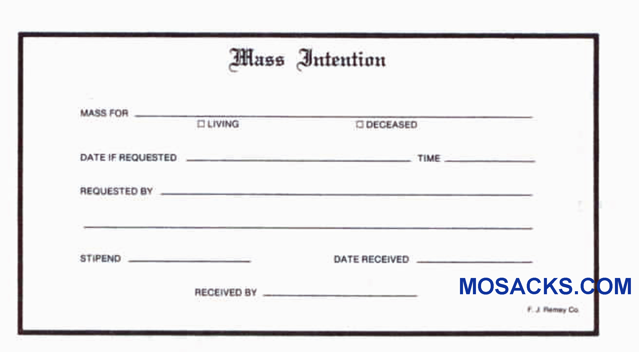 Mass Intention Church Offering Envelope 6-1/4 x 3-1/8 #304-363