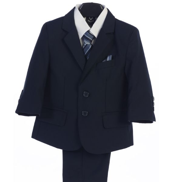 Boys 5 piece Navy suit with garment bag 