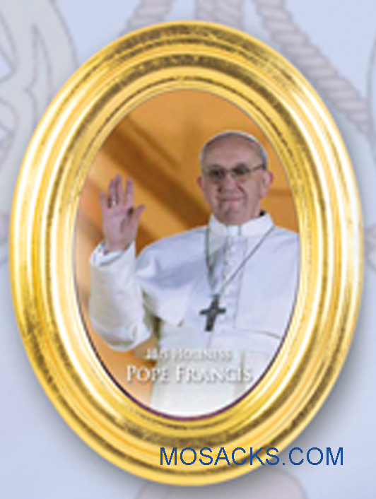 Pope Francis 5.5x7 Inch Oval Gold Frame Under Glass 557-574
