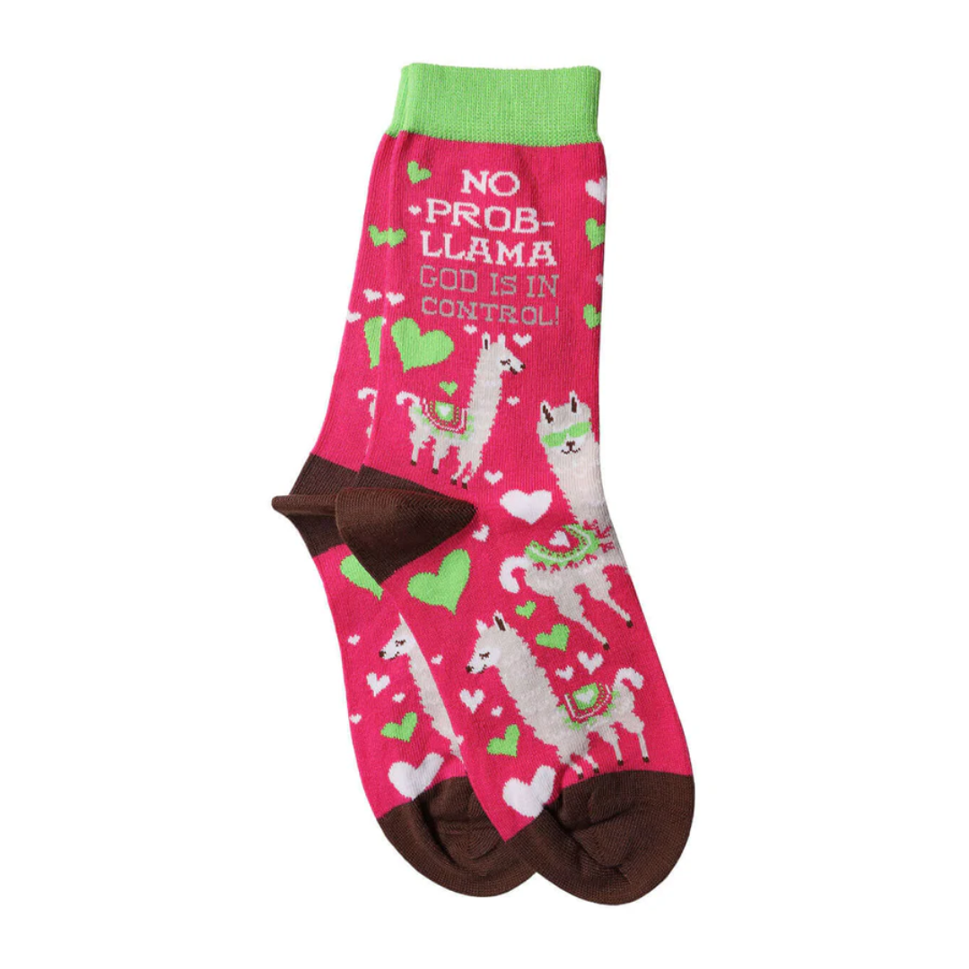No Problema God Is In Control Llama - Socks