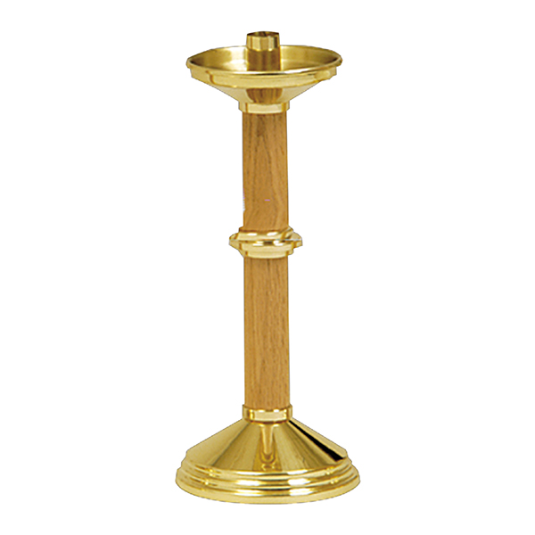 K Brand Oak & Brass Candlestick (K750)