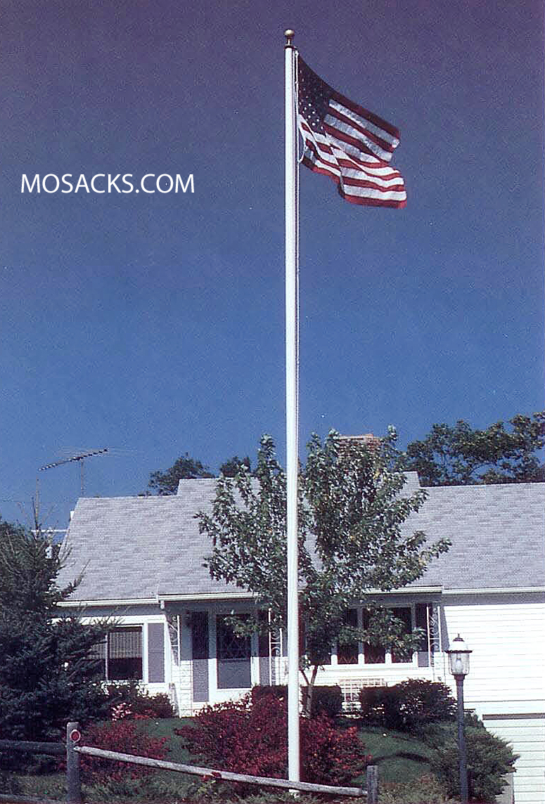 Residential 15' White Fiberglass Flagpole w/ External Halyard