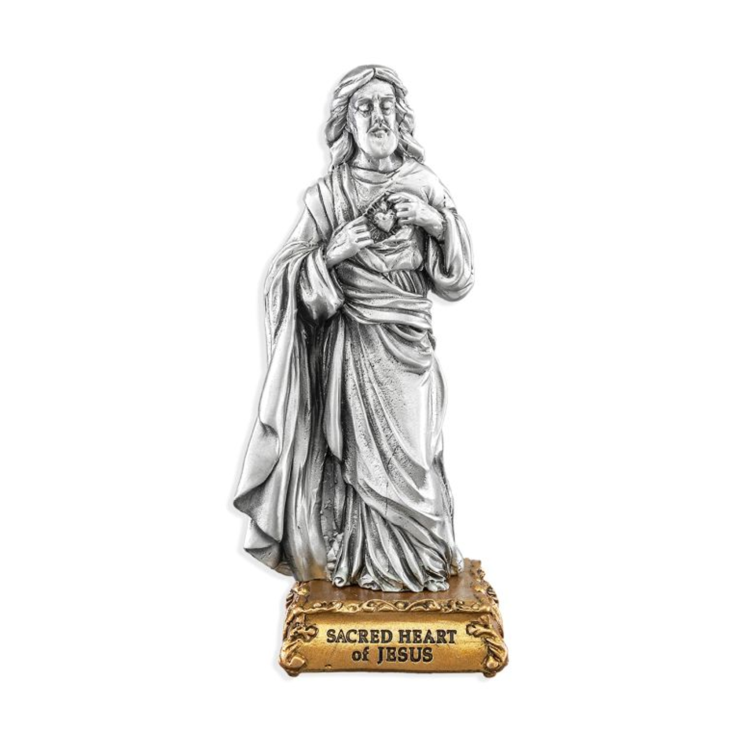 Pewter Statue Sacred Heart of Jesus, 4.5"