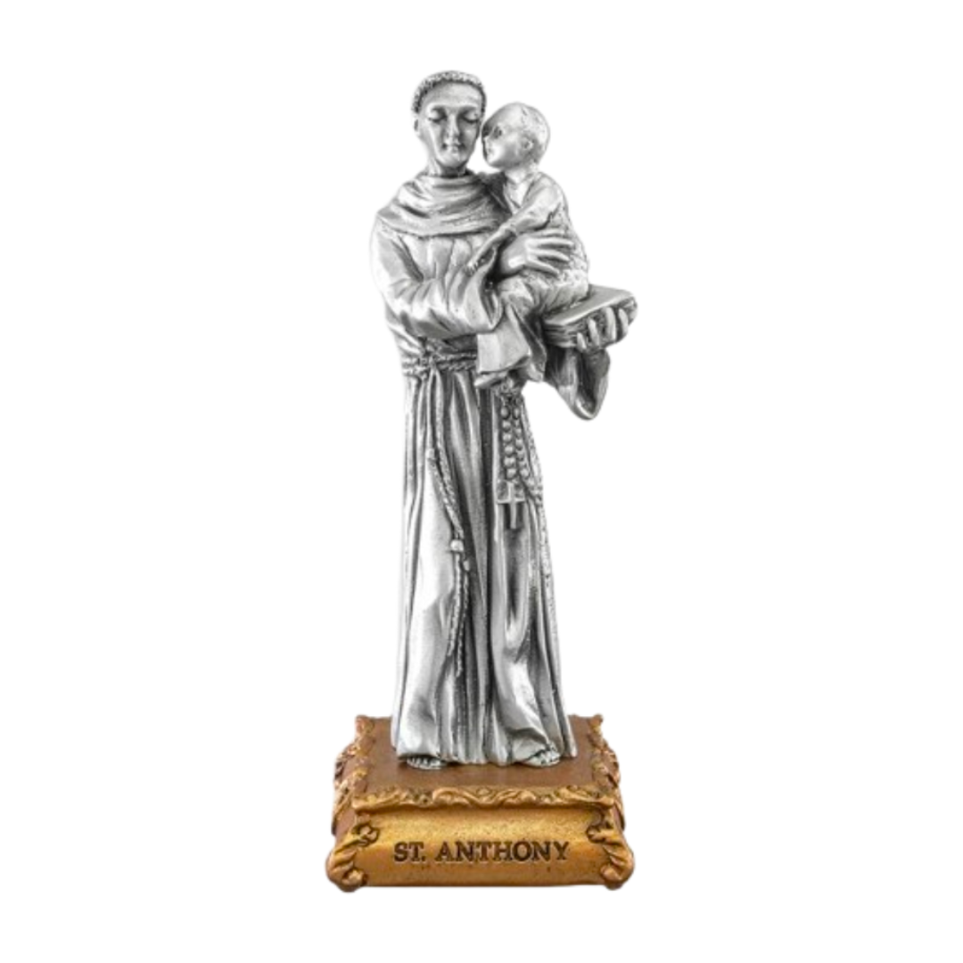 Pewter Statue St. Anthony of Padua, 4.5"
