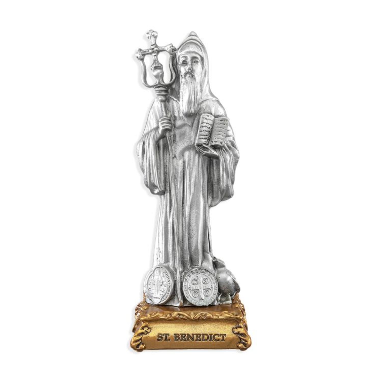Pewter Statue St. Benedict, 4.5"