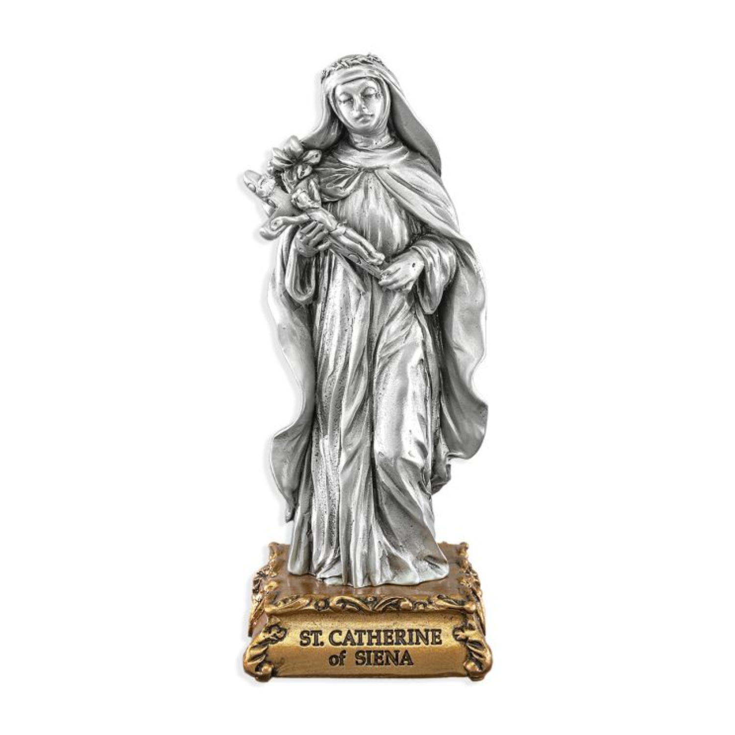 Pewter Statue St. Catherine of Siena, 4.5"