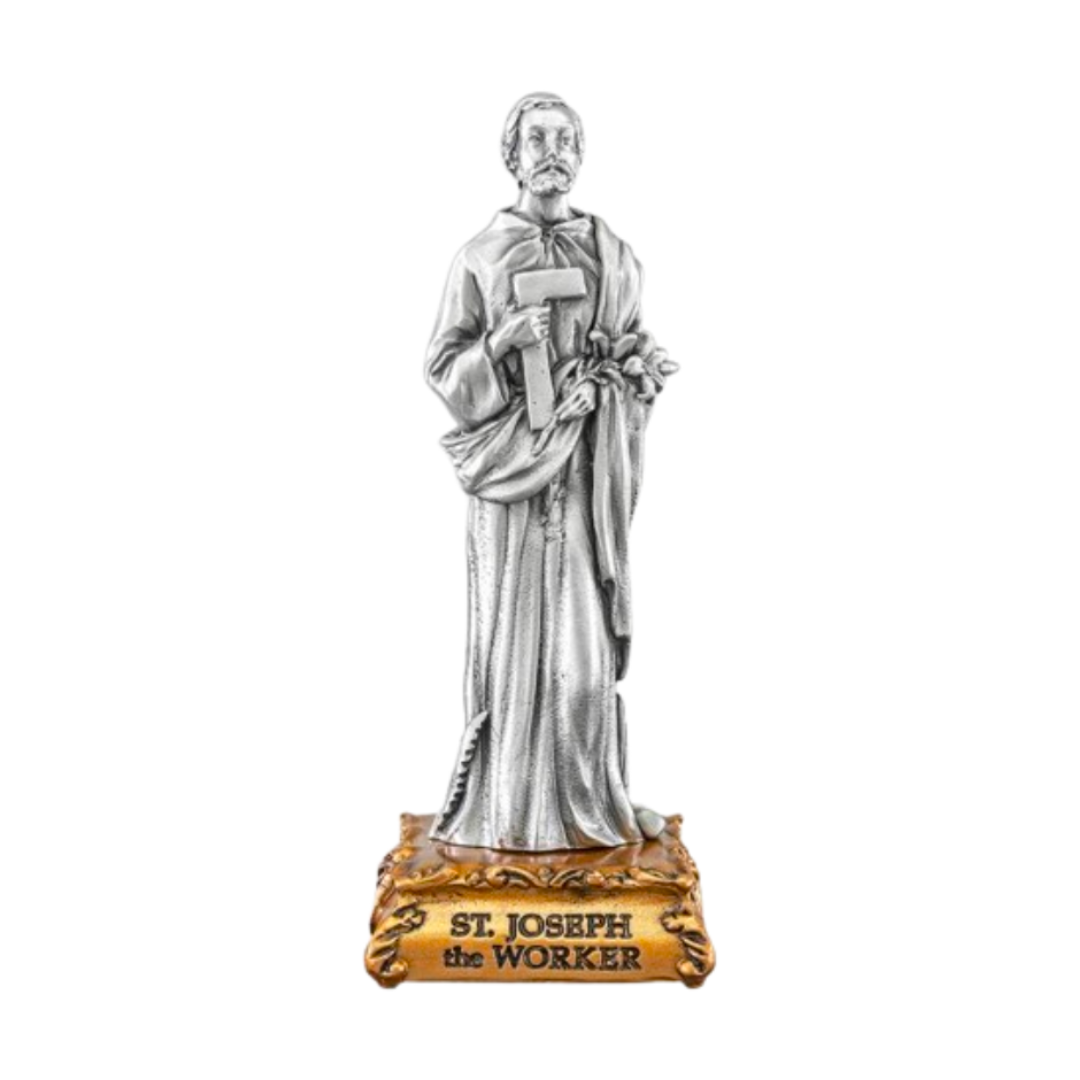 Pewter Statue St. Joseph the Worker, 4.5"