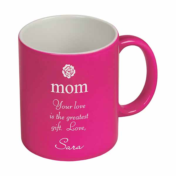 Pink & White Ceramic Mug  11 oz. (Personalized)