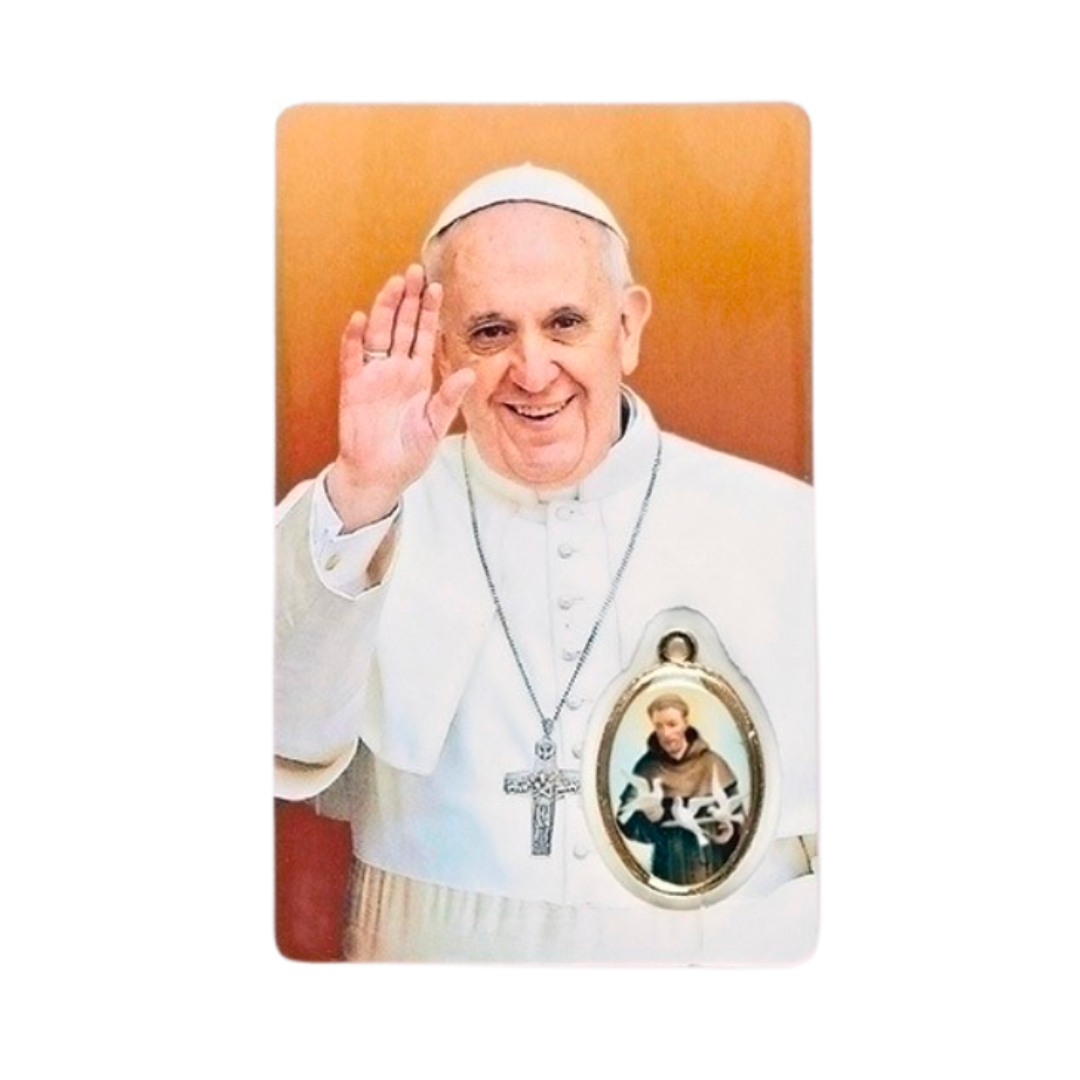 Pope Francis Holy Card with Token 3.5"
