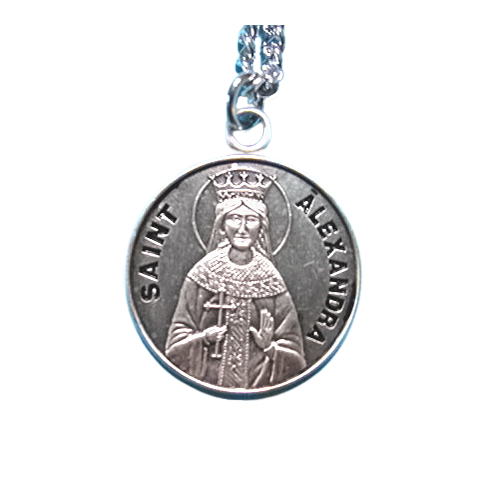 St. Alexandra Sterling Silver Medal, 18" S Chain, S-9703-18S