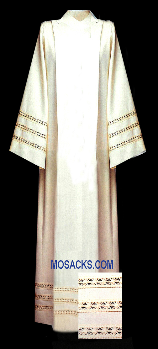 Slabbinck Alb with Beige Lace in Greco Fabric, Style 73