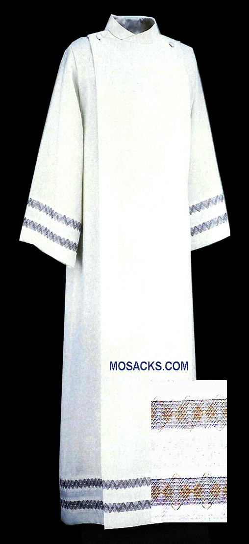 Slabbinck Alb with Linear Embroidery in Ravenna Fabric, Style 300