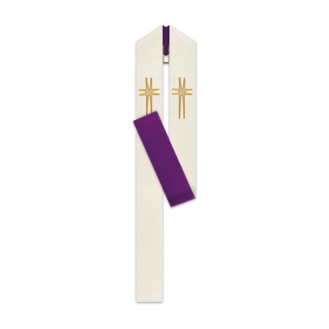 Slabbinck Overlay Stole - Reversible (White/Purple)