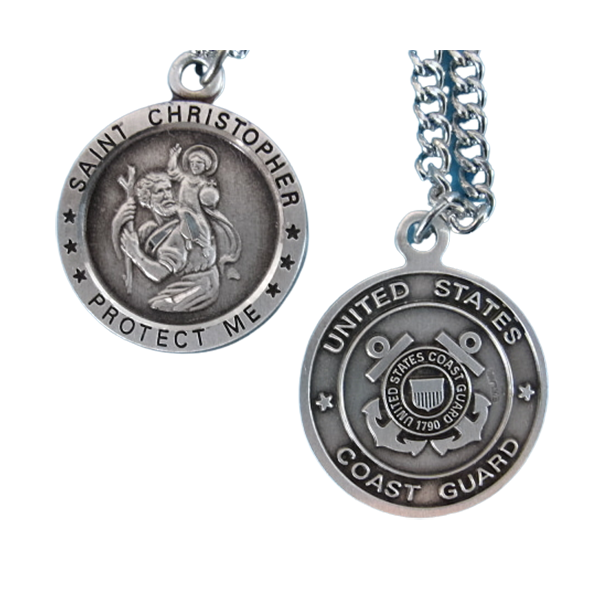 St. Chris U.S. Coast Guard Sterling Silver Medal, 24" S Chain