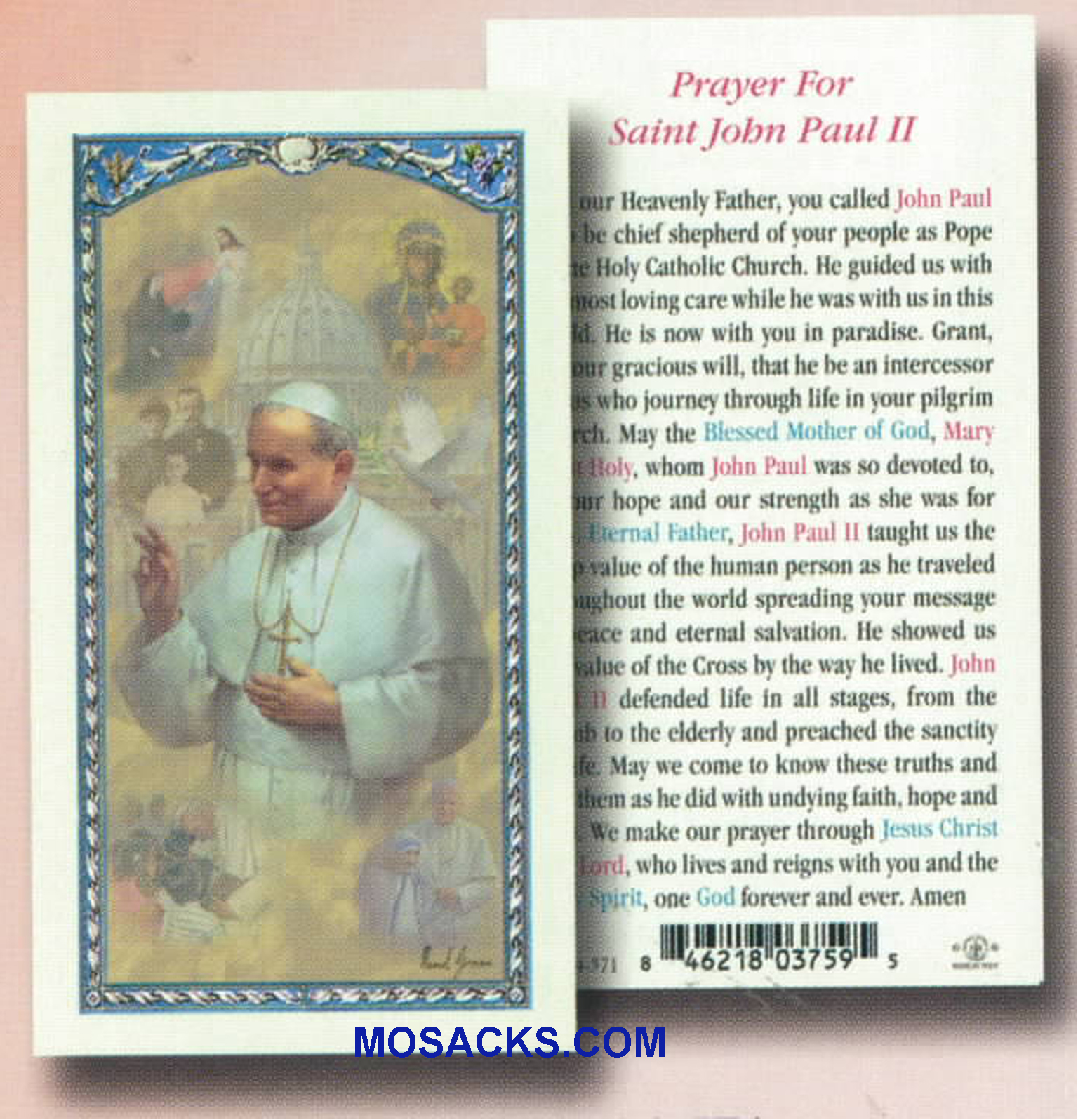 St. John Paul II Laminated Holy Card-E24-571
