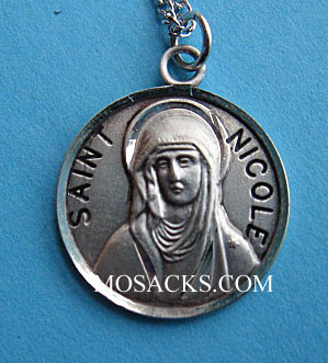 St. Nicole Sterling Silver Medal, 18" S Chain, S-9768-18S