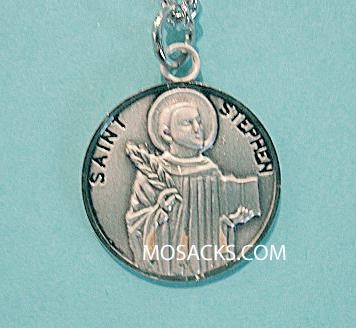 St. Stephen Sterling Silver Medal, 20" S Chain, S-9649-20S