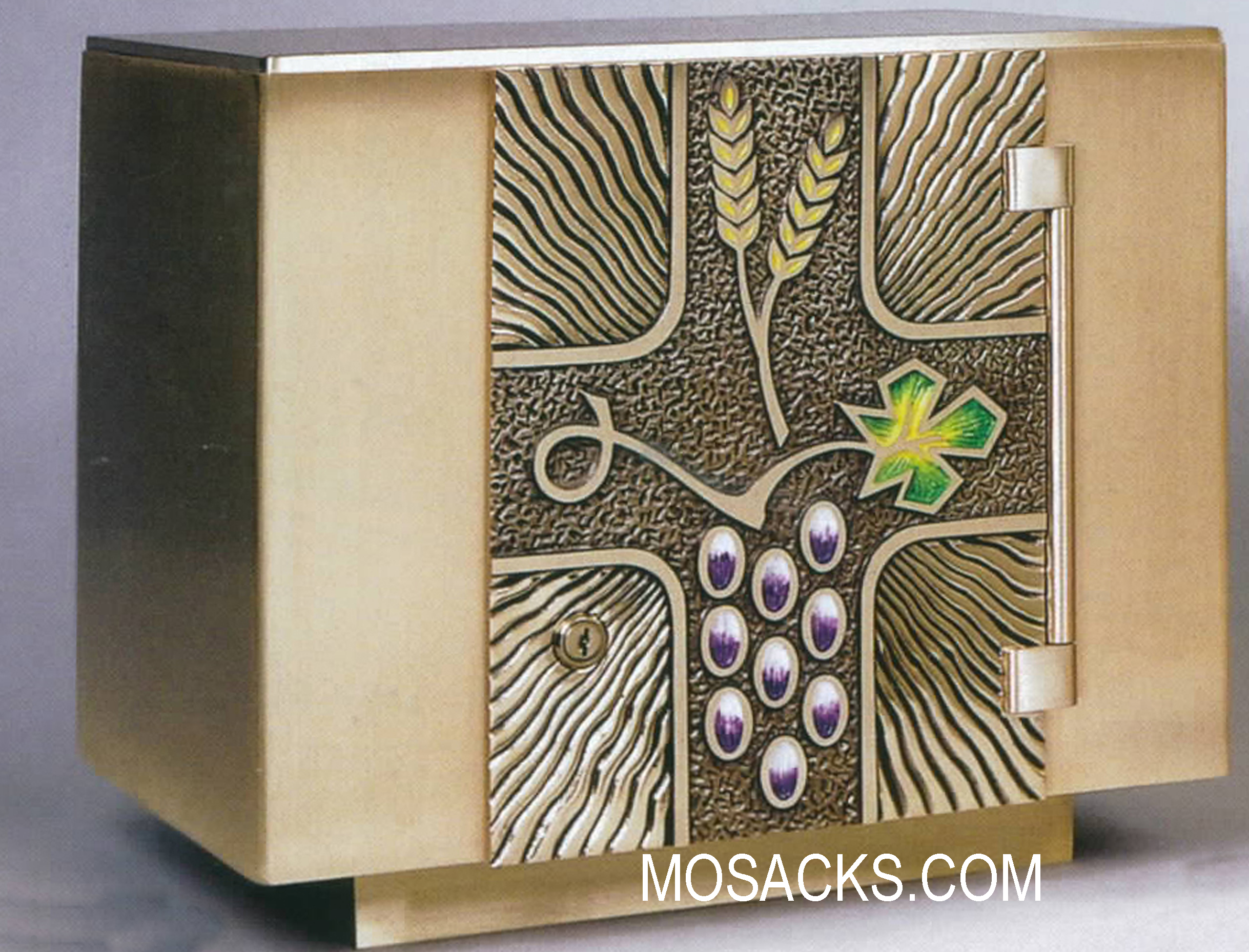 Bronze Tabernacle with Enameled Wheat & Grapes Motif 97TAB80