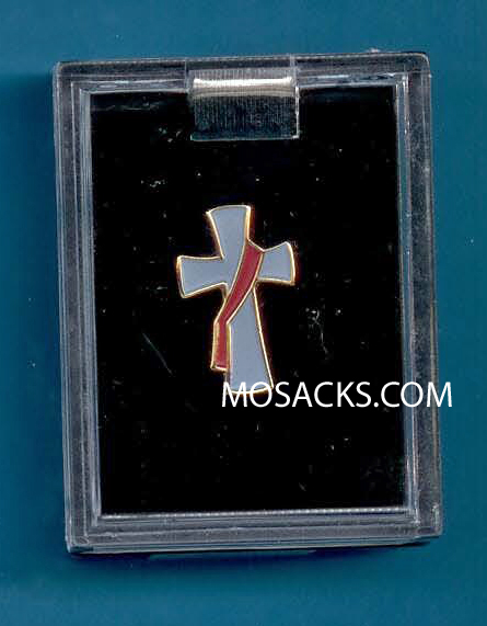 Deacon Enamel Cross Lapel Pin 7/8 In. high, #B22