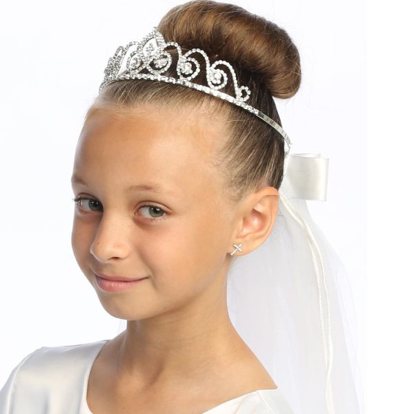 Communion 24" Veil + Rhinestone Tiara