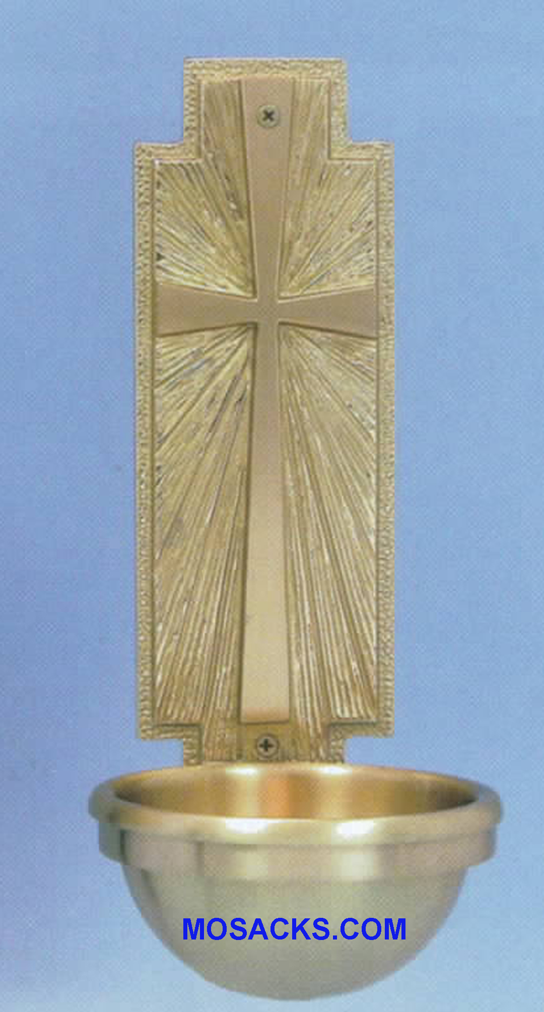 Bronze Holy Water Font Cross w/Sunburst 40HWF10