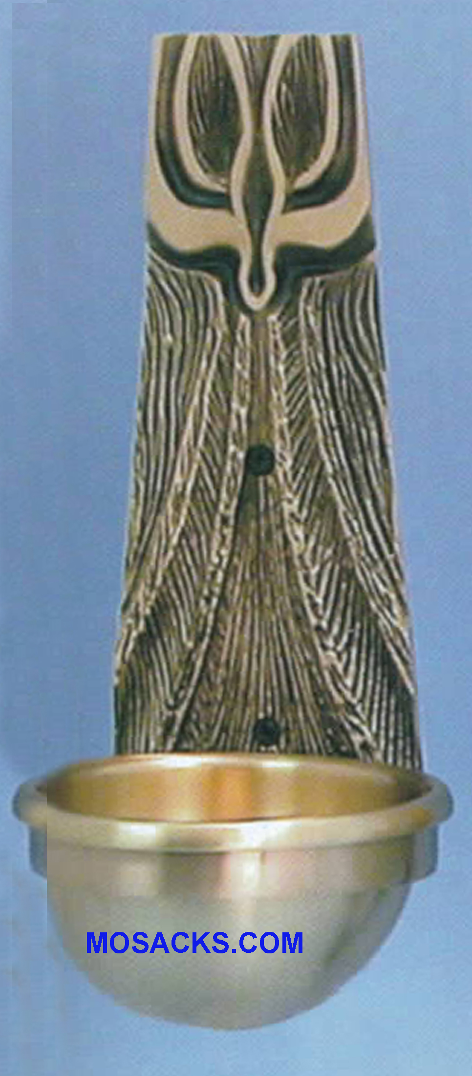 Bronze Holy Water Font Holy Spirit & Rays 82HWF25