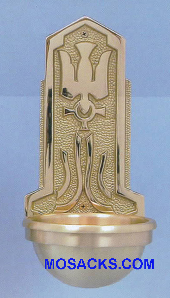 Bronze Holy Water Font Holy Spirit w/Tongues of Fire 40HWF43
