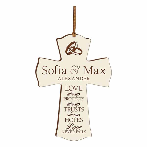 White Mini Cross (Personalized) - Laser Engravable 6"