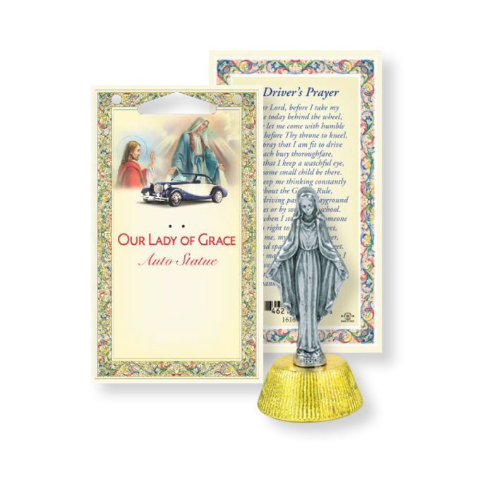 Auto Statue Our Lady Of Grace Antique Silver (12-1616-277)