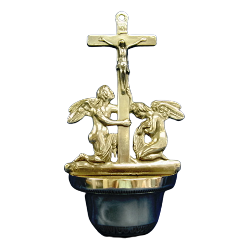 Bright Brass Crucifixion Angel Font #B-313L