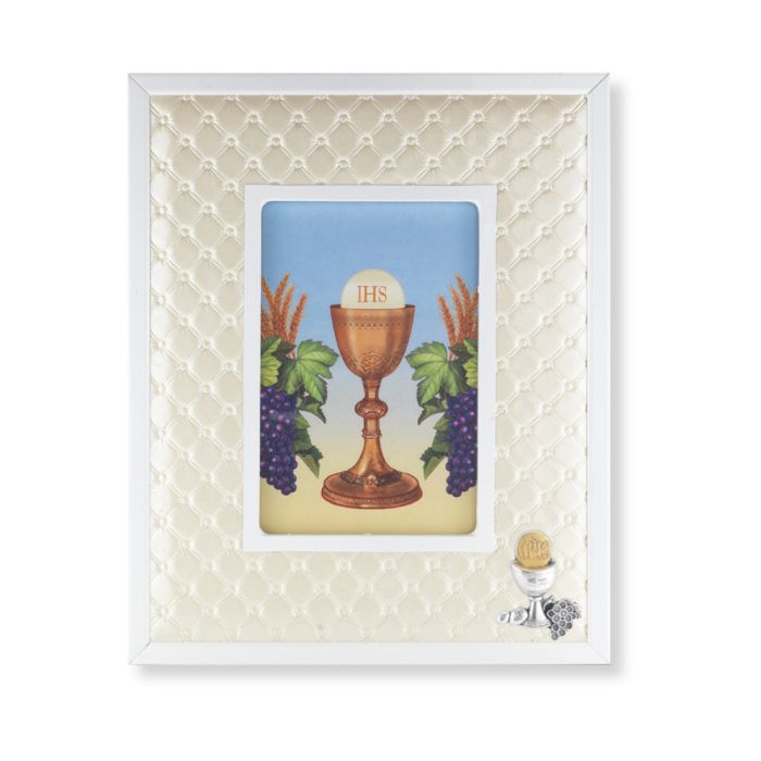 First Communion 4x6 White Leatherette Frame