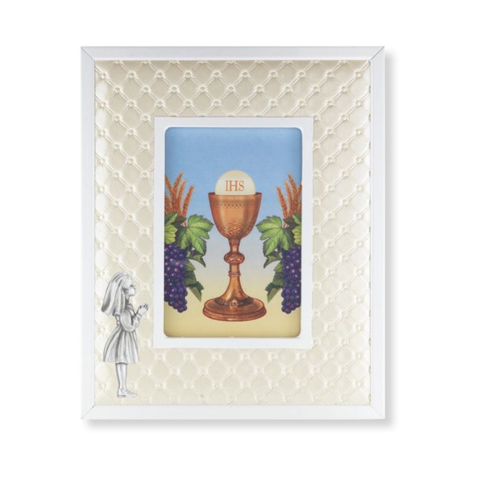 First Communion 4x6 White Leatherette Frame (Girl)