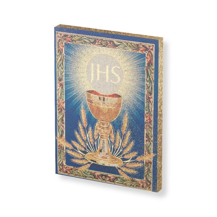 Communion Chalice & Host 3x4 Wood Plaque (12-530-690)