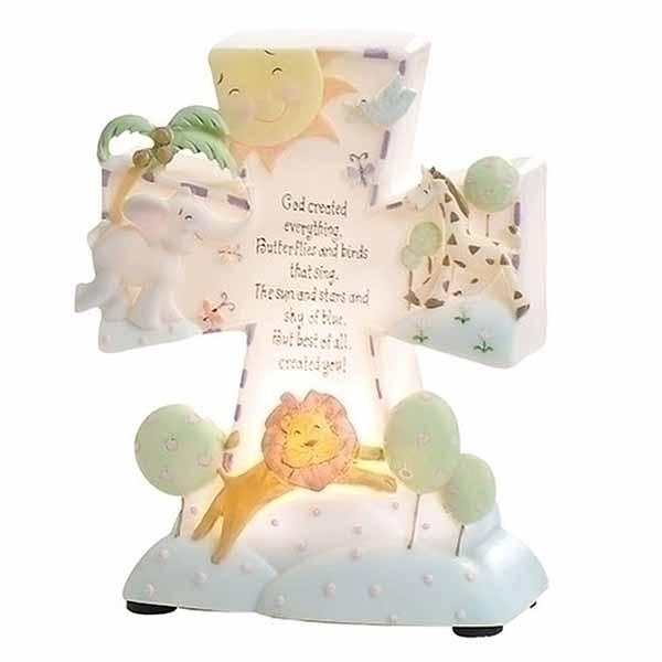 God Created Everything Nightlight Standing Cross