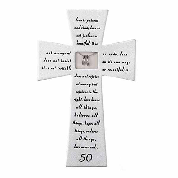Anniversary Wall Cross for 50 Years 7" H