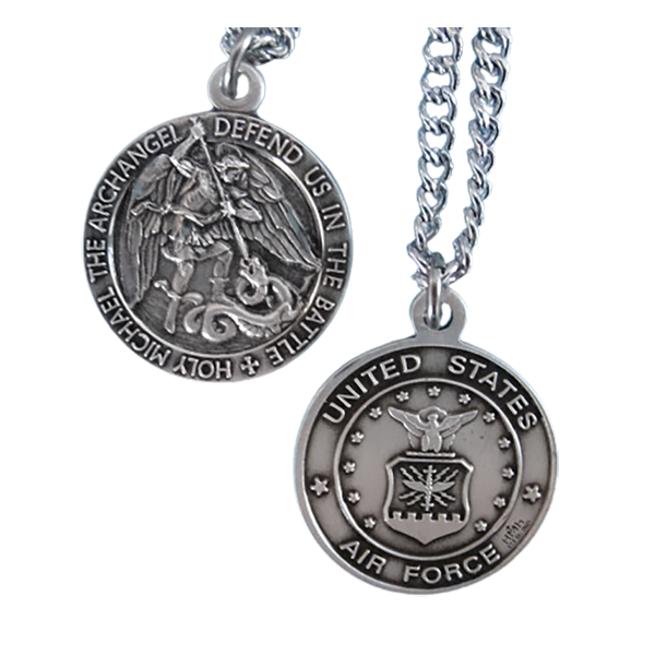 St. Michael U.S. Air Force Sterling Silver Medal, 24" S Chain, S-9107-24S